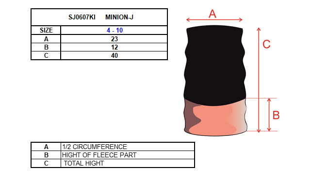 Kid´s neck warmer Kilpi MINION-J – Size chart