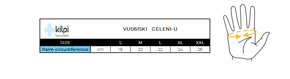 Cycling gloves Kilpi GELENI-U – Size chart