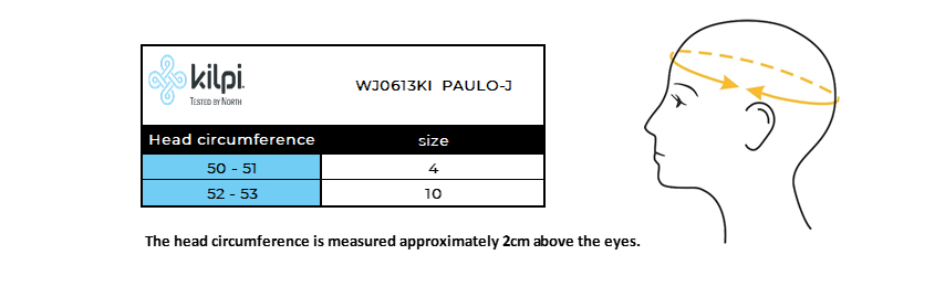 Kid´s hat Kilpi PAULO-J – Size chart