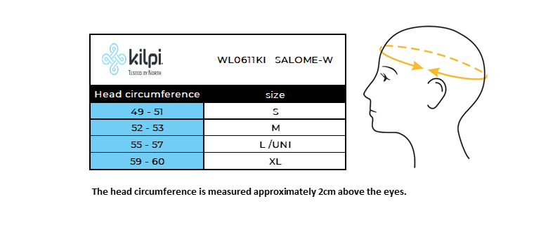 Dameshoed Kilpi SALOME-W – Maattabel
