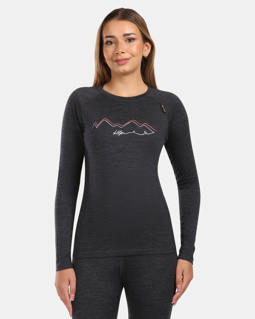 Women's merino wool base layer top Kilpi MAVORA TOP-W