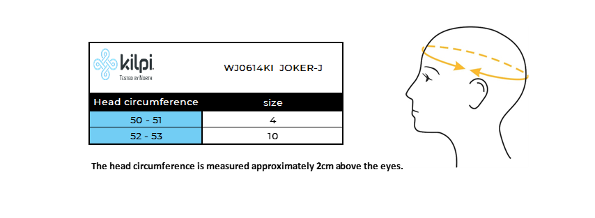 Kindermuts Kilpi JOKER-J – Maattabel