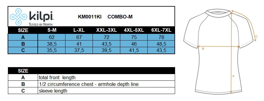 Herenhardloopshirt Kilpi COMBO-M – Maattabel