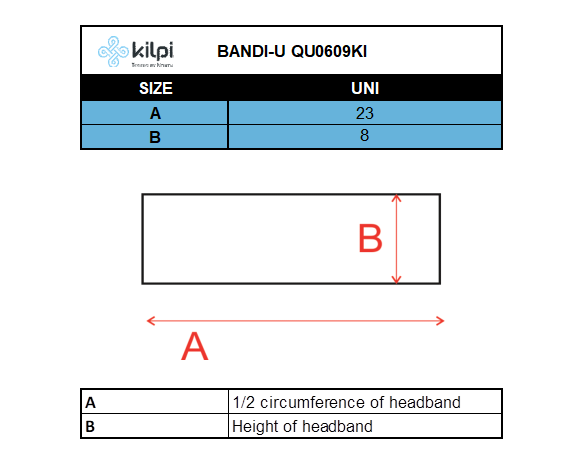 Running headband Kilpi BANDI-U – Size chart
