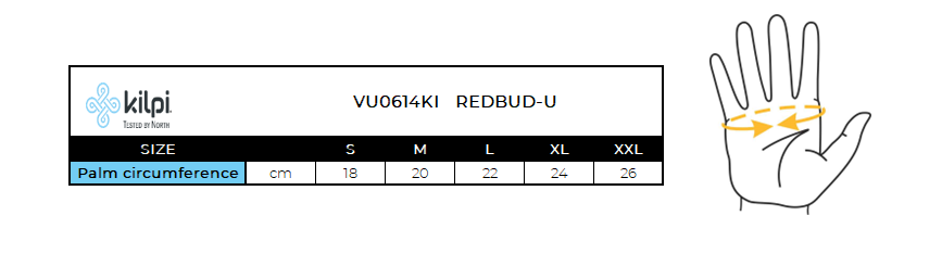Unisex-fietshandschoenen Kilpi REDBUD-U – Maattabel